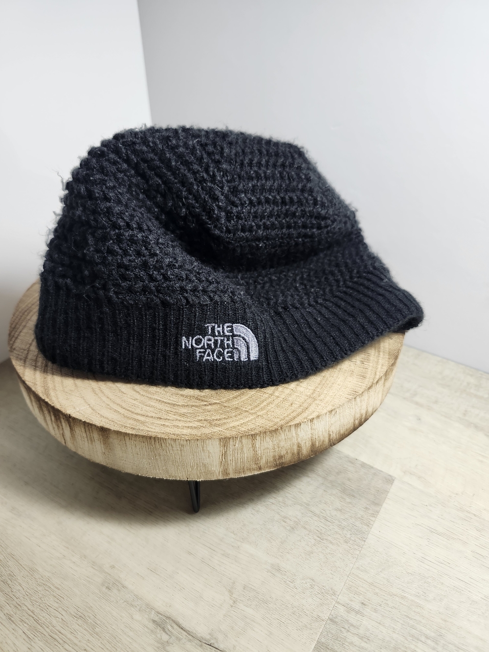 The North Face Black Ribbed Knit Beanie with Logo